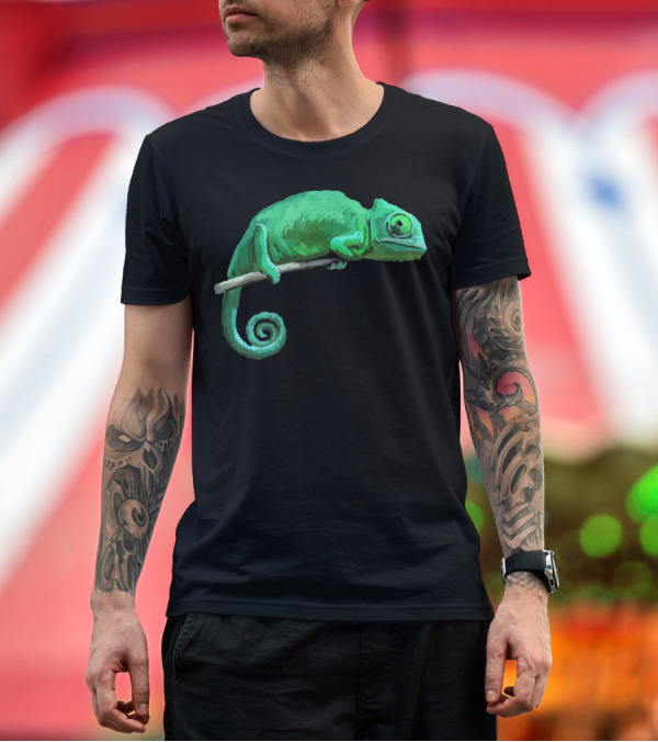 Premium T-Shirt: Chameleon Chamaeleon Lizard Green Reptile T-Shirt Chameleon Chamaeleon Lizard Green Reptile T-Shirt