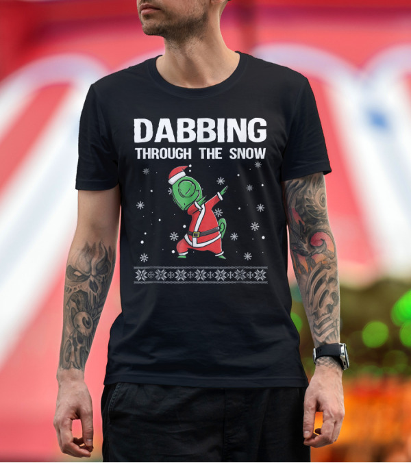 Dabbing Through The Snow Chameleon Santa Clause Chris T-Shirt
