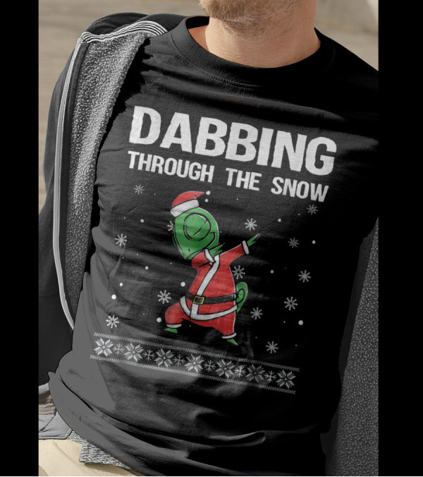 Dabbing Through The Snow Chameleon Santa Clause Chris T-Shirt