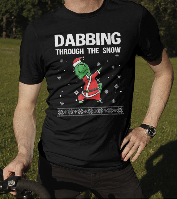 Dabbing Through The Snow Chameleon Santa Clause Chris T-Shirt