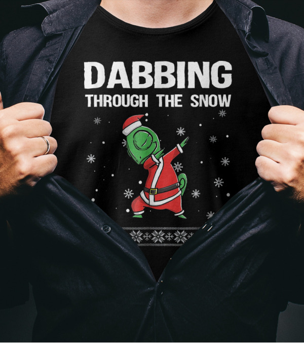 Dabbing Through The Snow Chameleon Santa Clause Chris T-Shirt