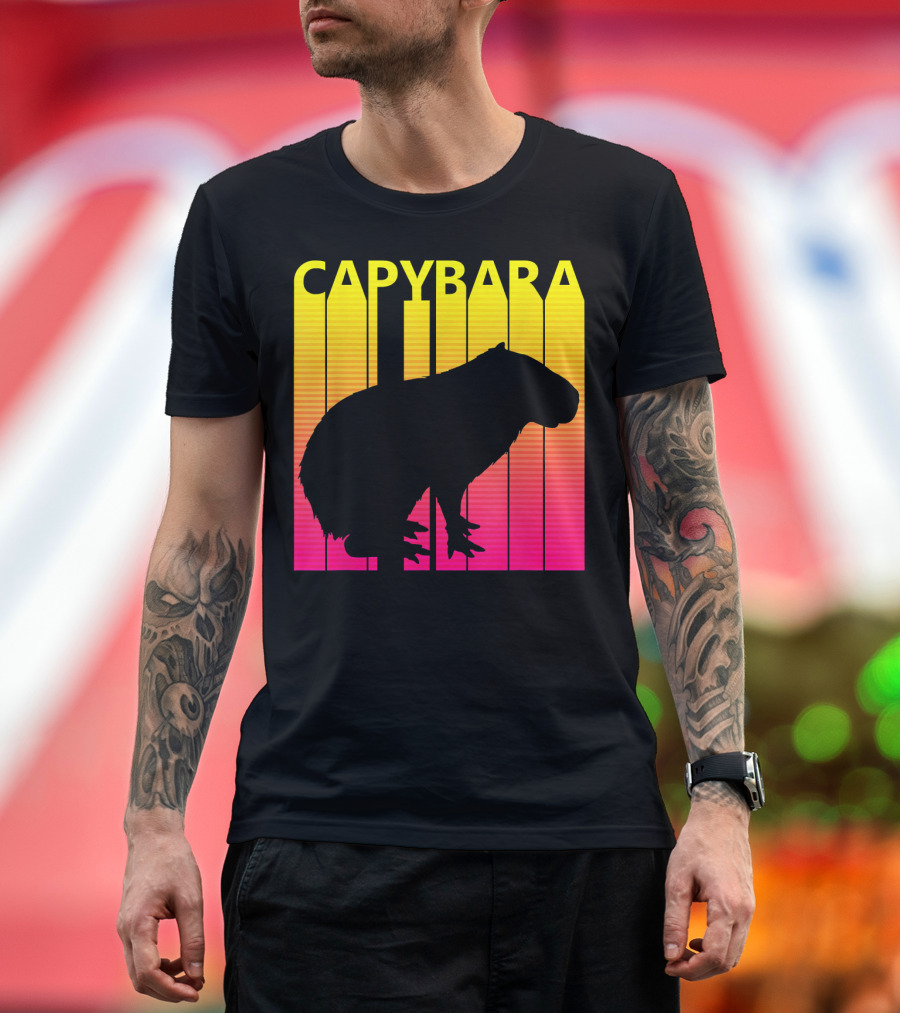 Capybara 1980s Retro Animal Lover T-Shirt