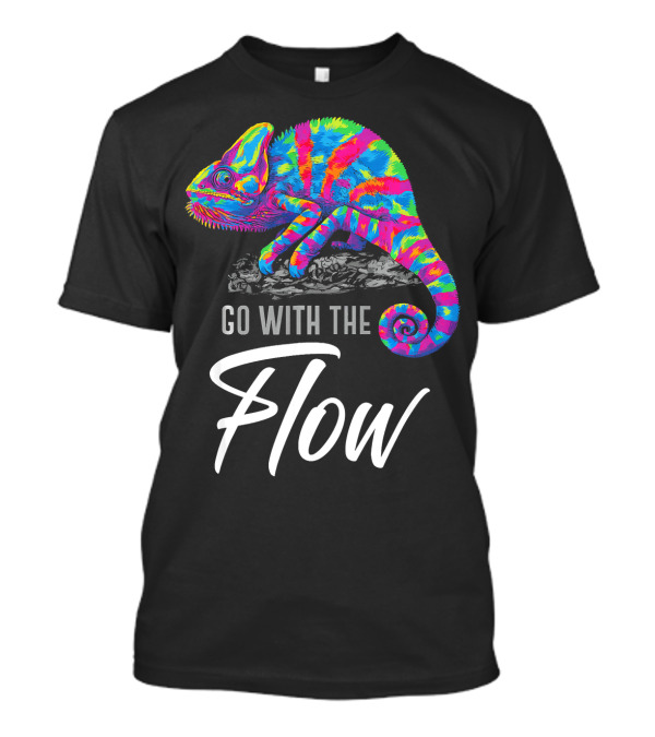 Go With The Flow Vibrant Rainbow Chameleon T-Shirt