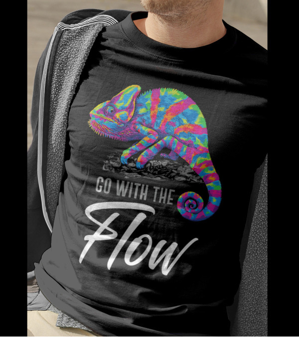 Go With The Flow Vibrant Rainbow Chameleon T-Shirt