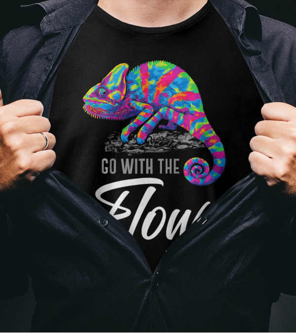 Go With The Flow Vibrant Rainbow Chameleon T-Shirt