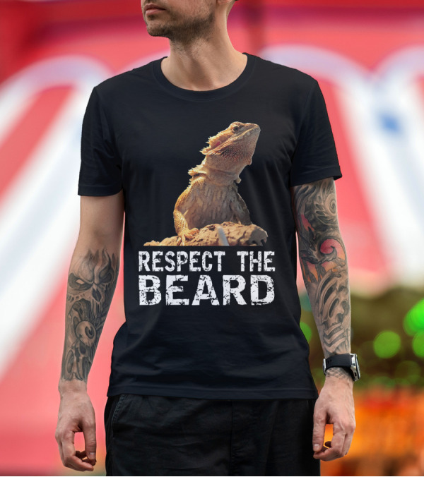 Premium T-Shirt: Respect the Beard Funny Bearded Dragon T-Shirt Respect the Beard Funny Bearded Dragon T-Shirt