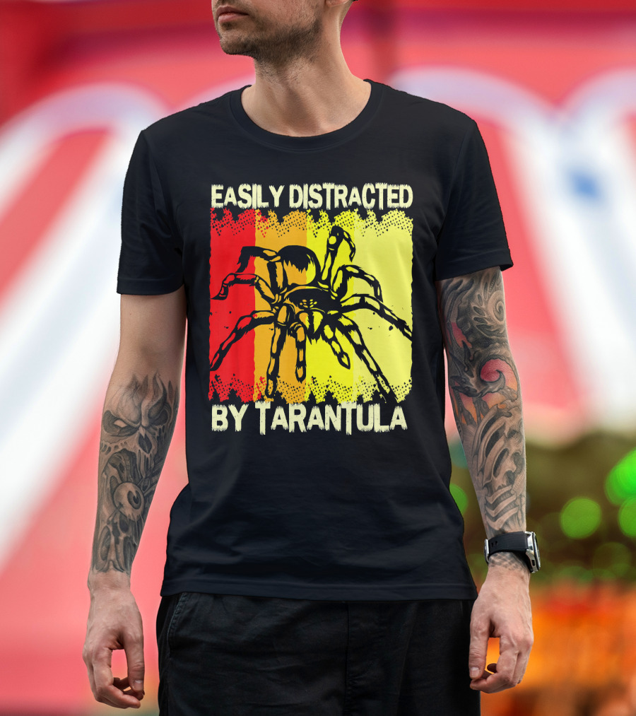 Easily Distracted By Tarantula Spider Retro Colors T-Shirt