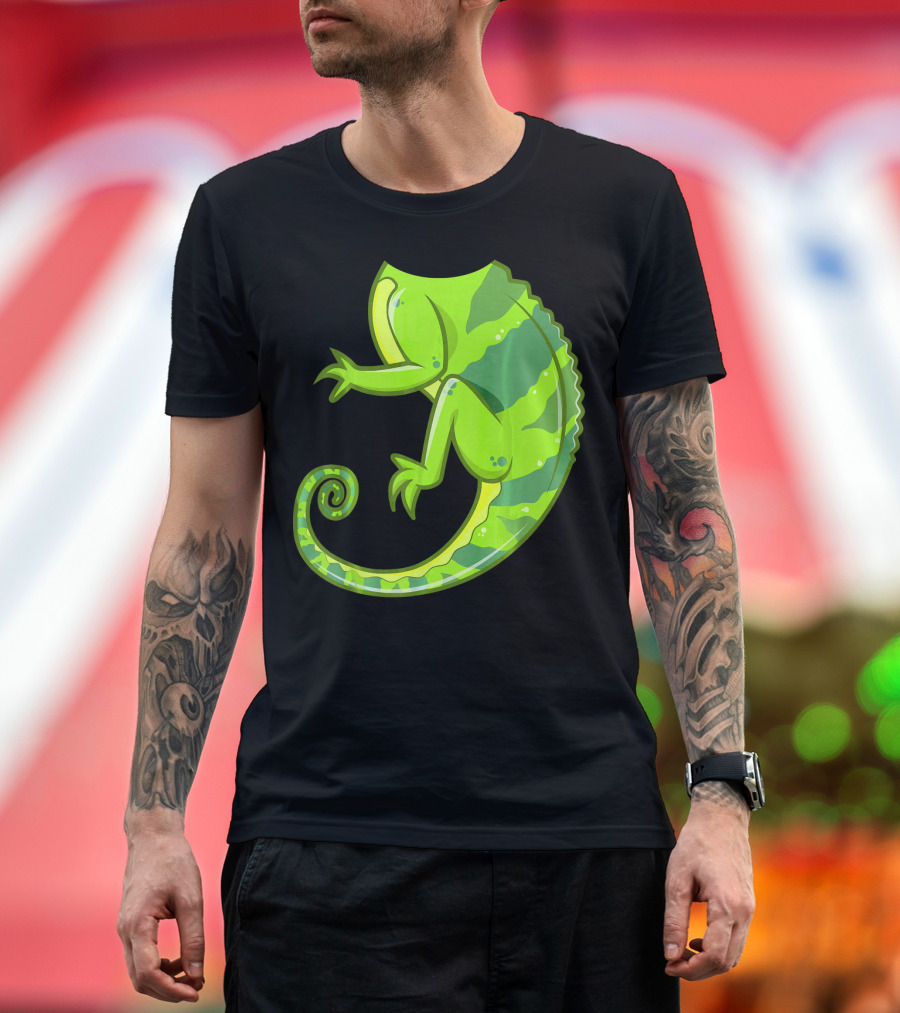 Funny Headless Chameleon Lizard Curled Tail Bright Green T-Shirt