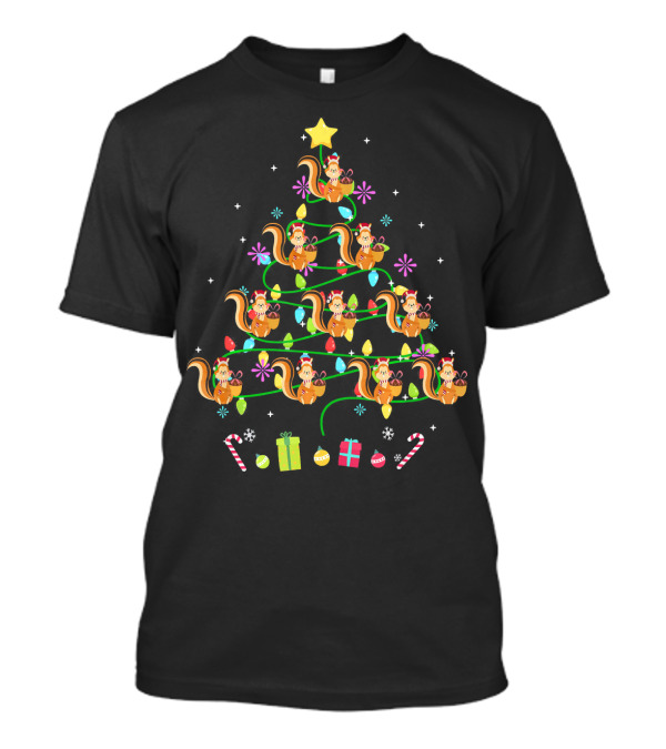 Funny Squirrel Christmas Tree Light-Up LED Holiday T-Shirt