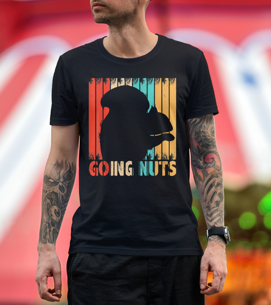 Going Nuts Squirrel Retro Stripes T-Shirt