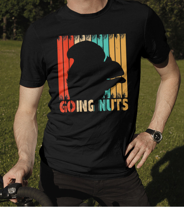 Going Nuts Squirrel Retro Stripes T-Shirt