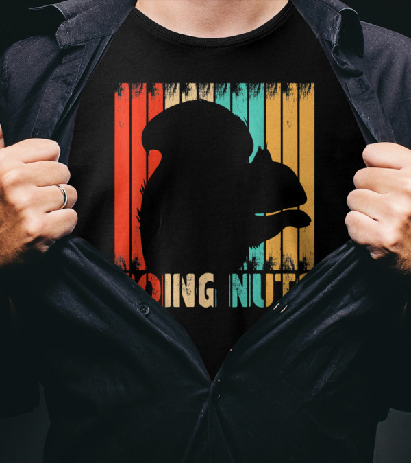 Going Nuts Squirrel Retro Stripes T-Shirt