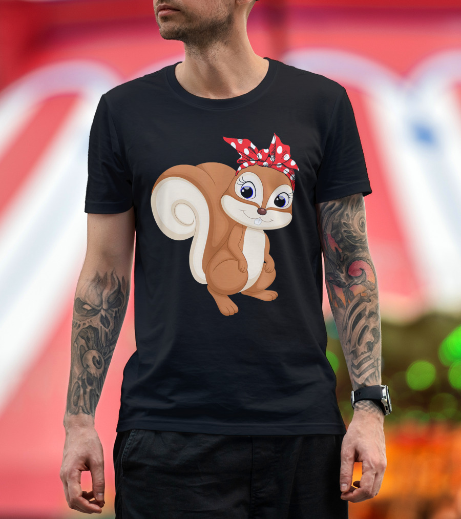 Funny Squirrel Mom with Red Bandana Mother T-Shirt