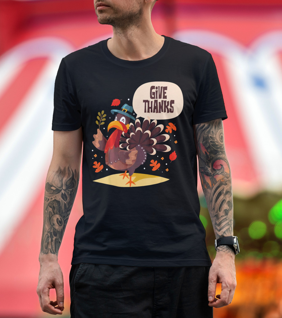 Give Thanks Thanksgiving Turkey Day T-Shirt