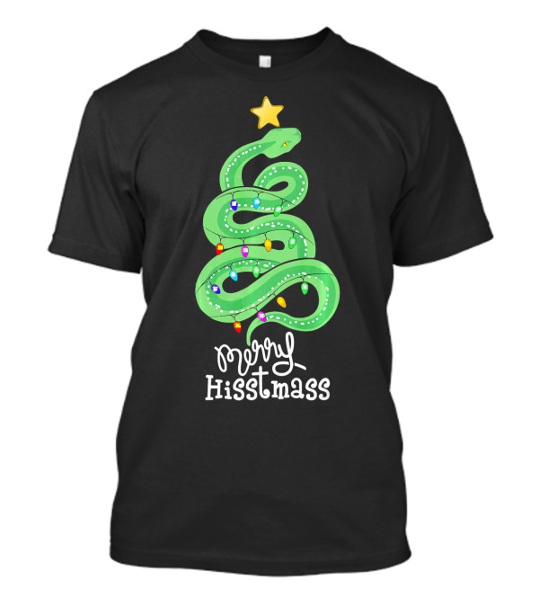 Merry Hisstmass Python Snake With Christmas Lights T-Shirt