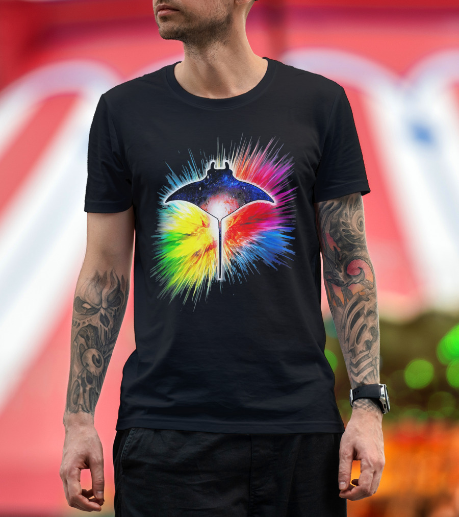 Manta Ray Galaxy Splash Radiant Cosmic Explosion T-Shirt