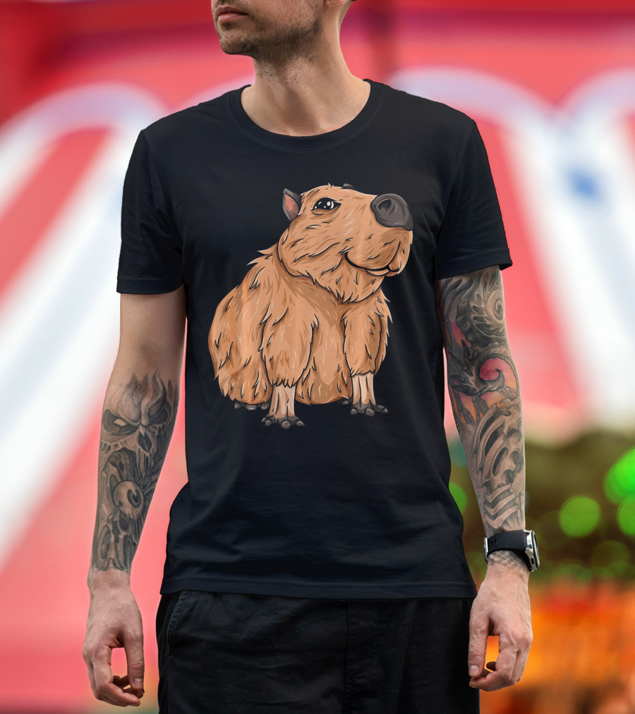 Kawaii Cute Sitting Capybara Rodent T-Shirt