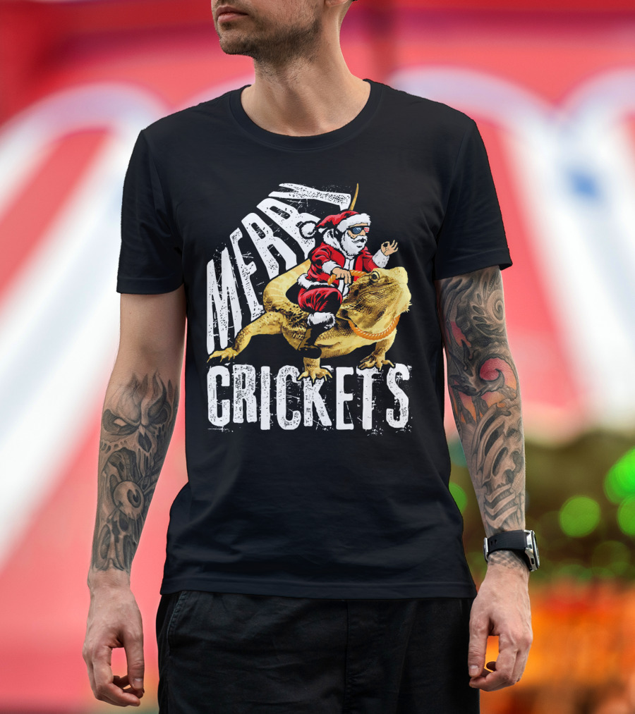 Merry Crickets Santa Riding Pogona T-Shirt