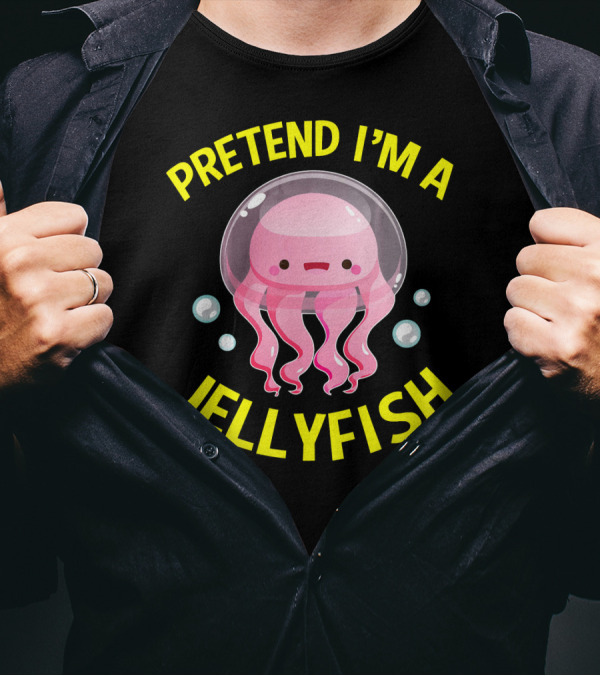 Pretend I'm A Jellyfish Cute Lazy Pink Bubble Cartoon T-Shirt