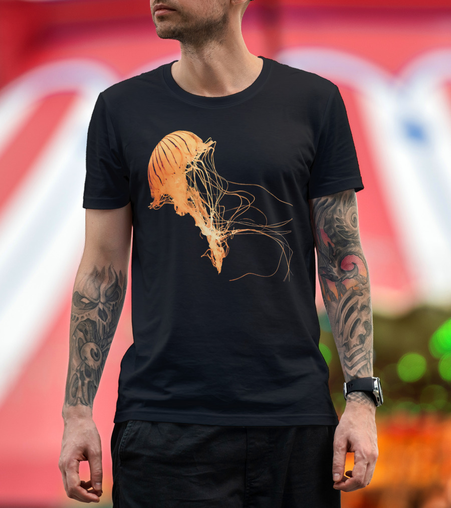 Power Prints Orange Luminous Jellyfish T-Shirt