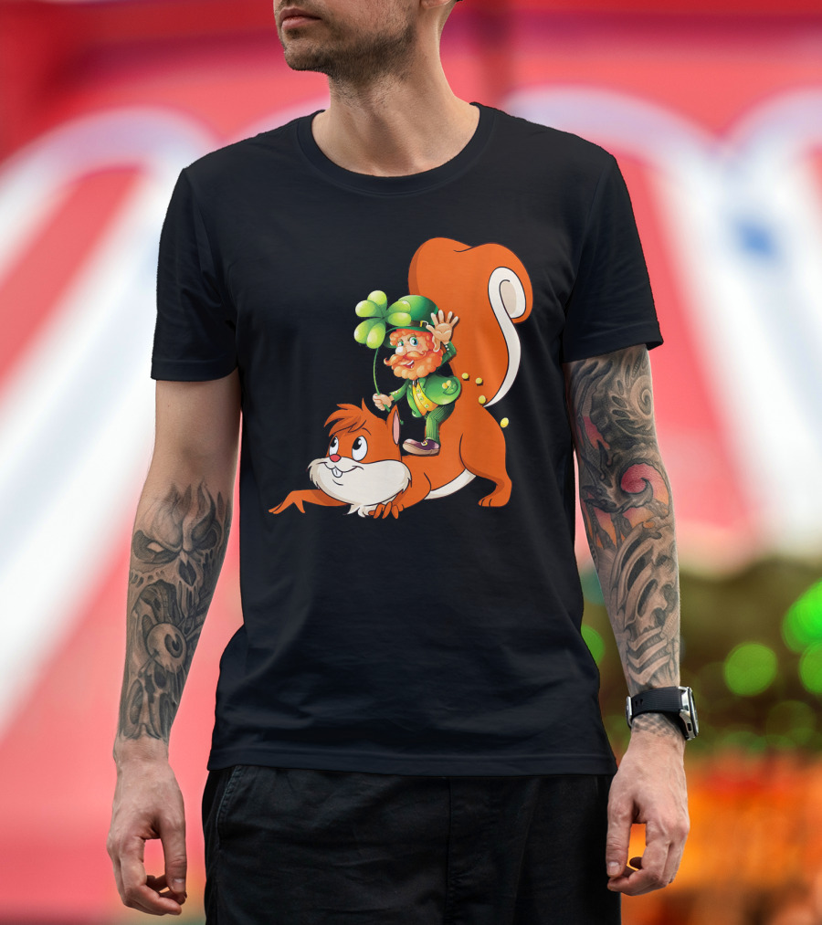 Leprechaun with Clover on Squirrel T-Shirt