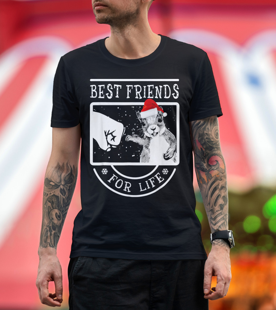 Best Friends for Life Christmas Squirrel Fist Bump T-Shirt