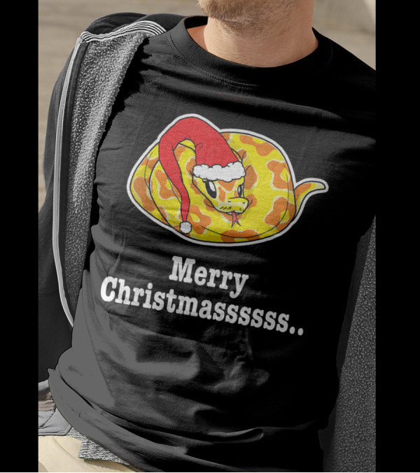 Merry Christmassssss Ball Python Snake Christmas Hat T-Shirt