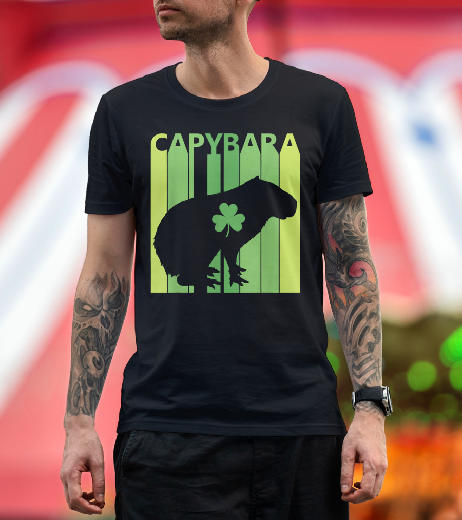 Capybara Clover Silhouette Green Luck T-Shirt