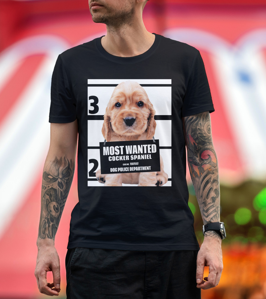 Most Wanted Cocker Spaniel Dog Police Department Case No 1581552 T-Shirt