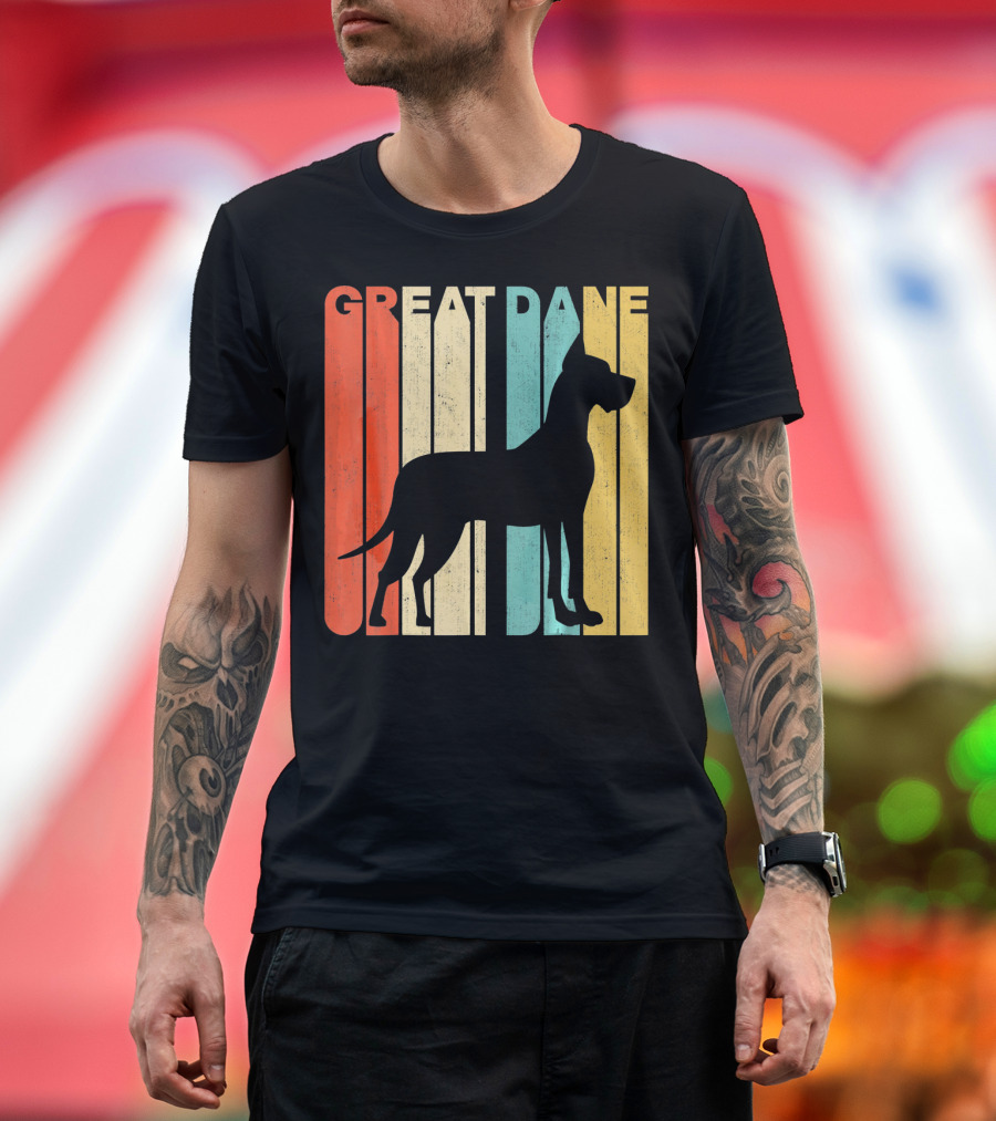 Great Dane Vintage Retro Silhouette Flag T-Shirt