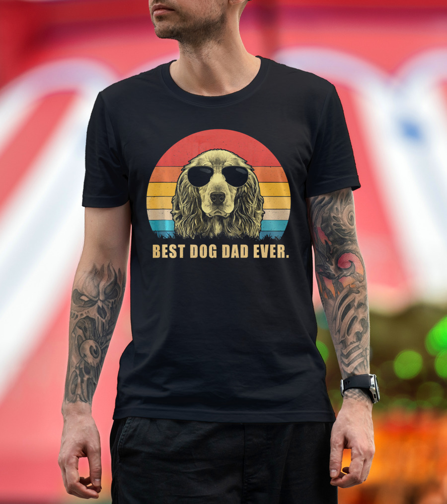 Best Dog Dad Ever Cocker Spaniel Vintage T-Shirt
