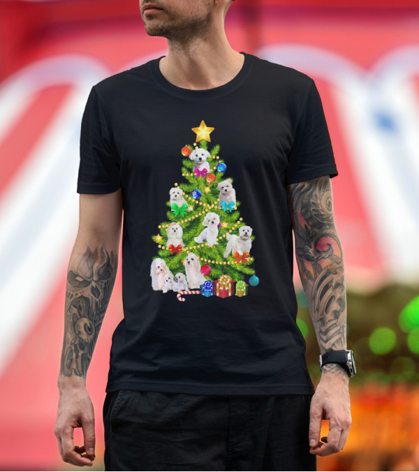 Premium T-Shirt: Maltese Christmas Tree with Puppies and Presents T-Shirt Maltese Christmas Tree with Puppies and Presents T-Shirt