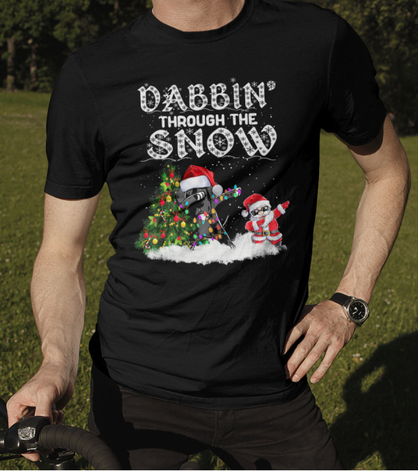 Dabbin Through The Snow Great Dane Santa Christmas Tree T-Shirt