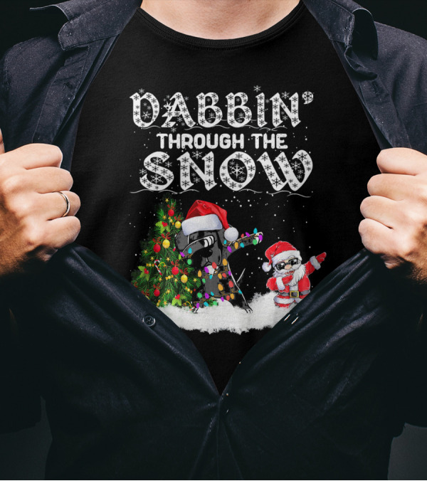 Dabbin Through The Snow Great Dane Santa Christmas Tree T-Shirt