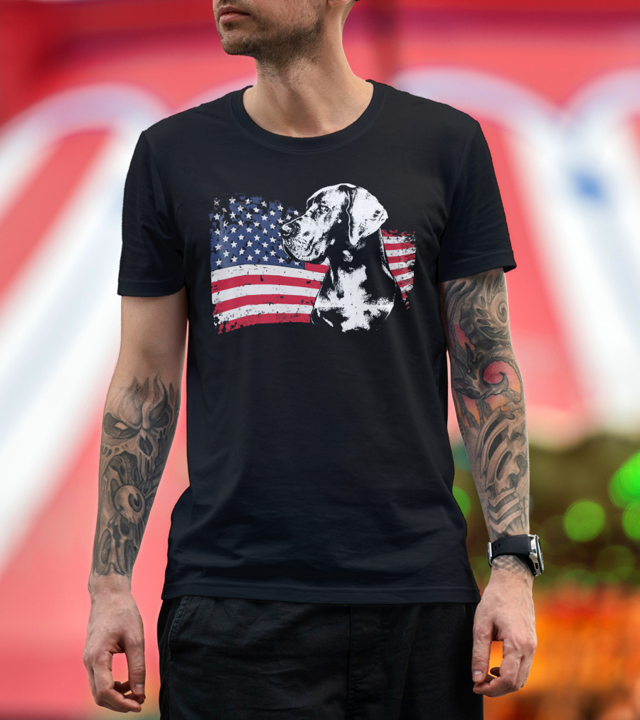 Great Dane American Flag Patriotic T-Shirt