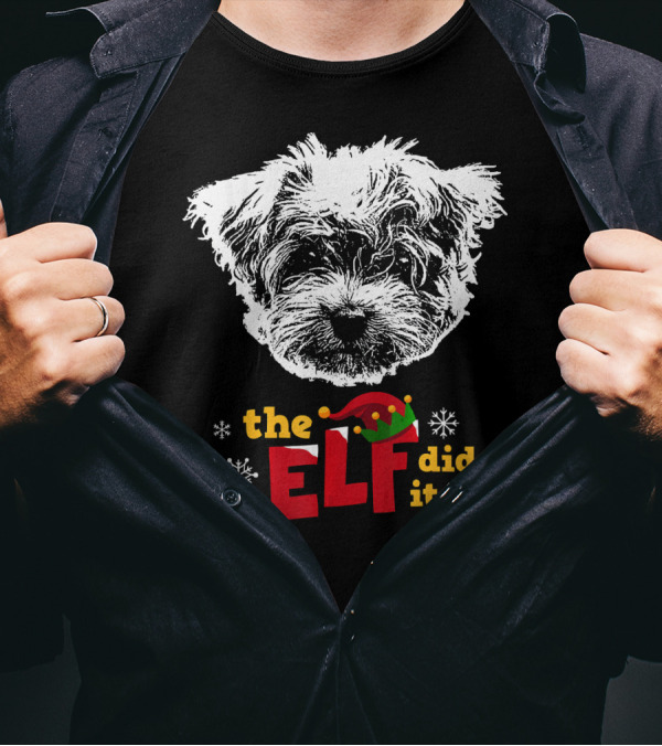 The Elf Did It Funny Maltese Christmas Dog T-Shirt