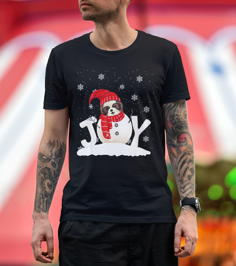 Shih Tzu Christmas Joy Snowman Funny Dog Xmas Co T-Shirt