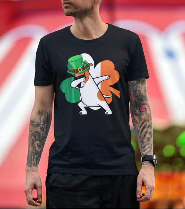 Premium T-Shirt: Dabbing Jack Russell Terrier Leprechaun Hat Shamrock Irish Flag St Patrick's Day T-Shirt Dabbing Jack Russell Terrier Leprechaun Hat Shamrock Irish Flag St Patrick's Day T-Shirt