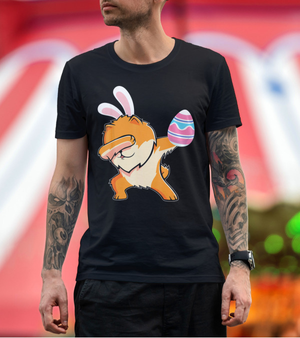 Premium T-Shirt: Easter Bunny Dabbing Pomeranian with Easter Egg T-Shirt Easter Bunny Dabbing Pomeranian with Easter Egg T-Shirt