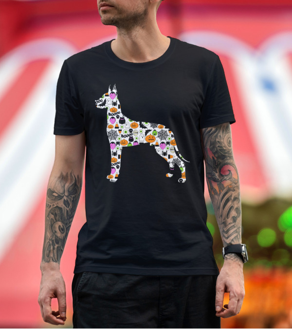 Premium T-Shirt: Great Dane Boo Pumpkin Halloween Ghost Bat Spiderwebs T-Shirt Great Dane Boo Pumpkin Halloween Ghost Bat Spiderwebs T-Shirt