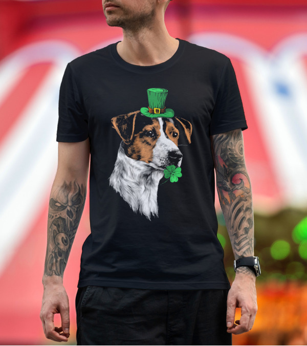 Premium T-Shirt: Jack Russell Terrier Leprechaun Hat Shamrock T-Shirt Jack Russell Terrier Leprechaun Hat Shamrock T-Shirt