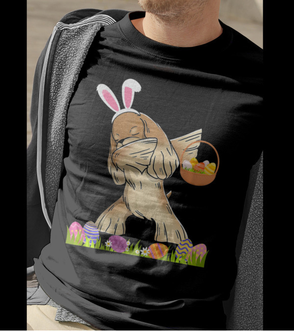 Funny Cocker Spaniel Dabbing Happy Easter Bunny Ears Basket Eggs T-Shirt