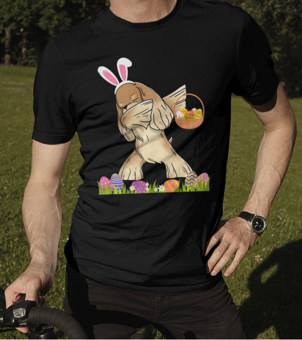 Funny Cocker Spaniel Dabbing Happy Easter Bunny Ears Basket Eggs T-Shirt