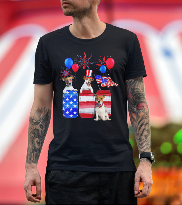 Premium T-Shirt: Patriotic Jack Russell Beer Fireworks and Dogs Lovers T-Shirt Patriotic Jack Russell Beer Fireworks and Dogs Lovers T-Shirt