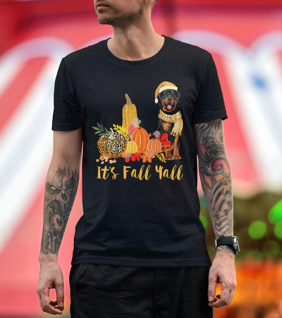 It's Fall Yall Rottweiler Dog Leopard Pumpkin T-Shirt