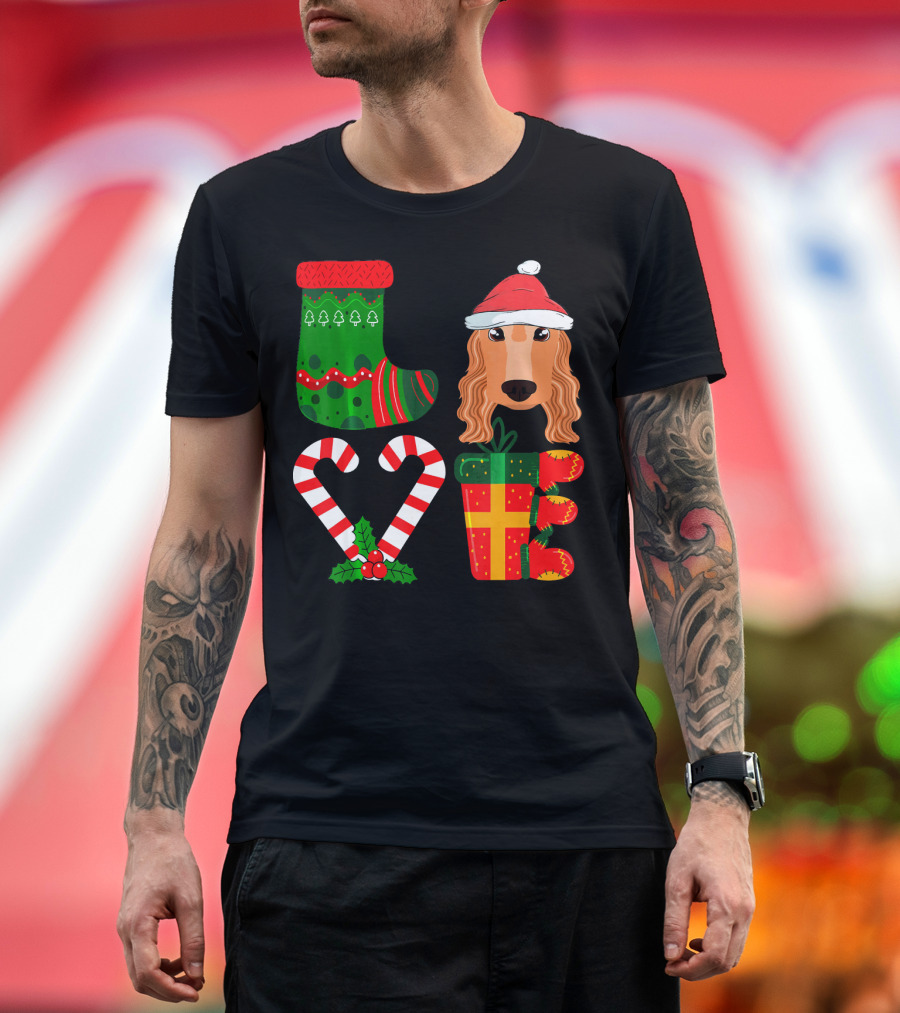 Christmas Lover Cocker Spaniel Stocking Candy Cane Present T-Shirt