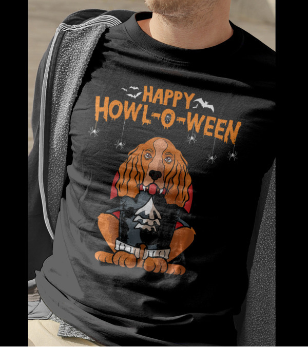 Happy Howl-O-Ween Cocker Spaniel Vampire With Bats And Spiders T-Shirt