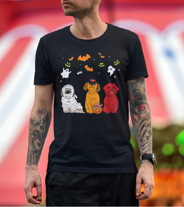 Premium T-Shirt: Halloween Shih Tzu Dogs Mummy Witch Devil Bat Ghost Pumpkin T-Shirt Halloween Shih Tzu Dogs Mummy Witch Devil Bat Ghost Pumpkin T-Shirt