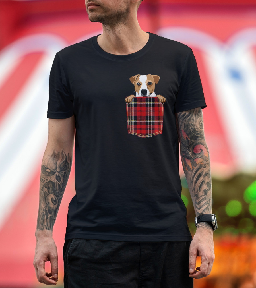 Jack Russell Terrier In Your Plaid Pattern Pocket T-Shirt