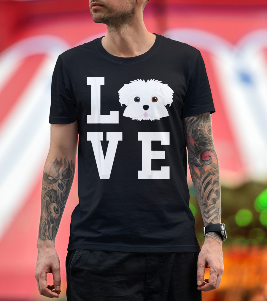 LOVE Maltese Dog Face Cute Pet Lover T-Shirt
